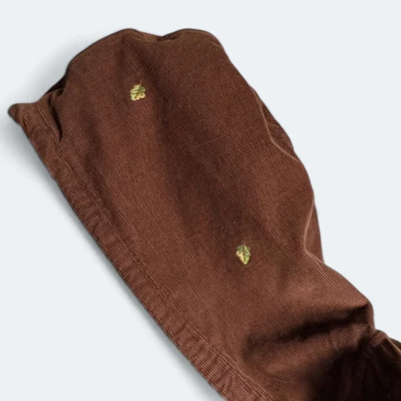 Vintage Corduroy Button Up Hoodie Casablanca Sport Brown 90s Leaf Embroidery - Picture 11 of 13
